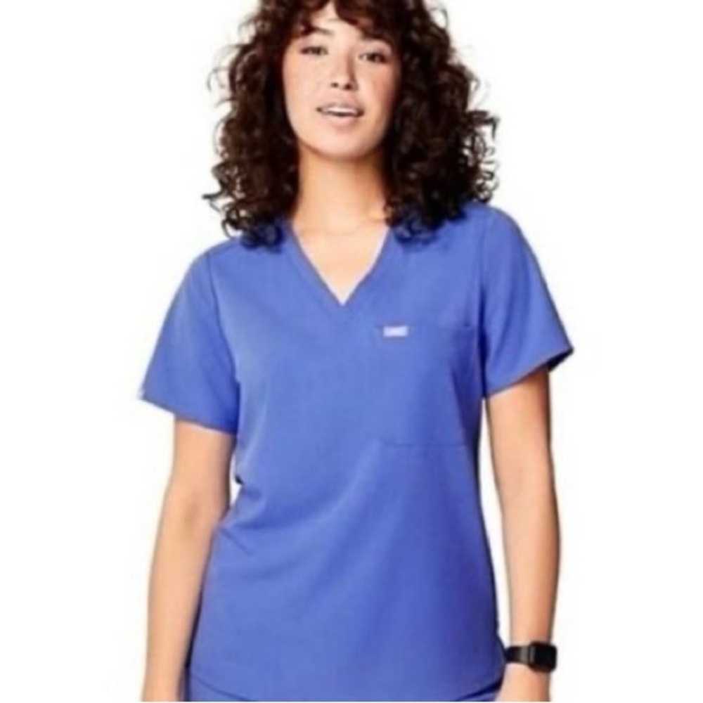 FIGS Scrubs Catarina Scrub Top in Denim
